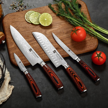 3.5-Inch Damascus Paring Kitchen Knife, VG10 Steel Core, Pakkawood Handle | 12-degree Edge for Peeling, Coring, Garnishing and Fine Fruit or Vegetable Prep; 67-layer Cladding and Gift Box Included