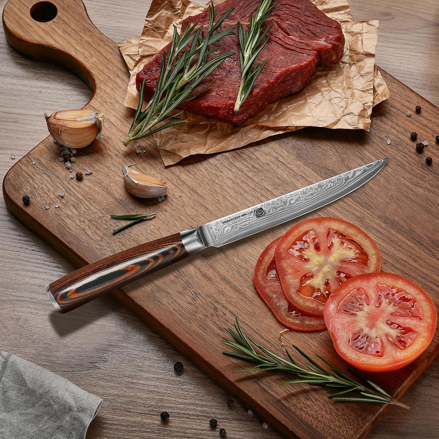 3.5-Inch Damascus Paring Kitchen Knife, VG10 Steel Core, Pakkawood Handle | 12-degree Edge for Peeling, Coring, Garnishing and Fine Fruit or Vegetable Prep; 67-layer Cladding and Gift Box Included