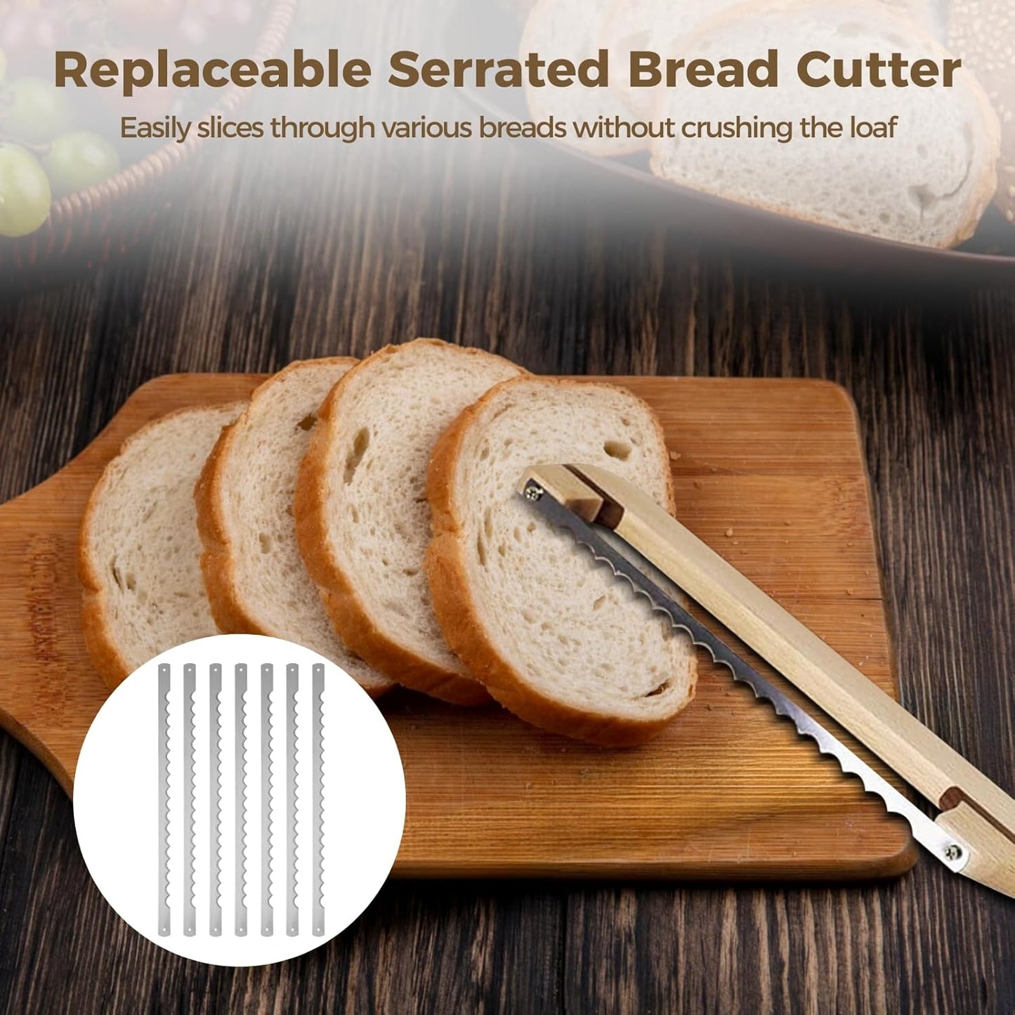 20 PCS Bread Bow Knife Blades, 10.8" Bread Knife For Homemade Bread, Stainless Steel Bow Knifes for Sourdough, Includes 20 Protective Rubber Covers, 40 Screws, Screwdriver