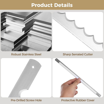 20 PCS Bread Bow Knife Blades, 10.8" Bread Knife For Homemade Bread, Stainless Steel Bow Knifes for Sourdough, Includes 20 Protective Rubber Covers, 40 Screws, Screwdriver