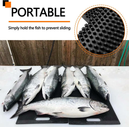NonSlip Fish Fillet Mat 14 * 24“, Black | Heavy Duty Fish Bait Cutting Board for Filleting, Cutting, Cleaning, Rollable, Large Size,No Need Fish Grippers