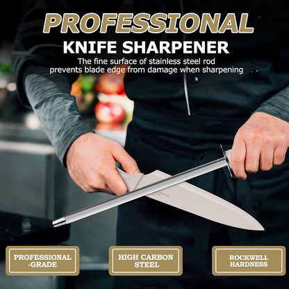 Kitchen Knife Set with Block and Sharpener, 15 Piece Knife Block Set | High Carbon Stainless Steel Chef Knife Set, Includes Utility Paring Santoku Steak Knife, Sharp & Rust Resistant, Black