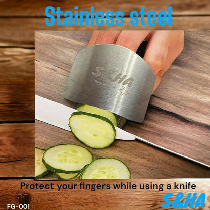 1pc Finger Guard for fingers, Kitchen Tool, Stainless Steel Knife Protector for Fingers, Portect Fingers, Avoid injuries, used When Slicing and Chopping, Silver Stainless Steel S&HA
