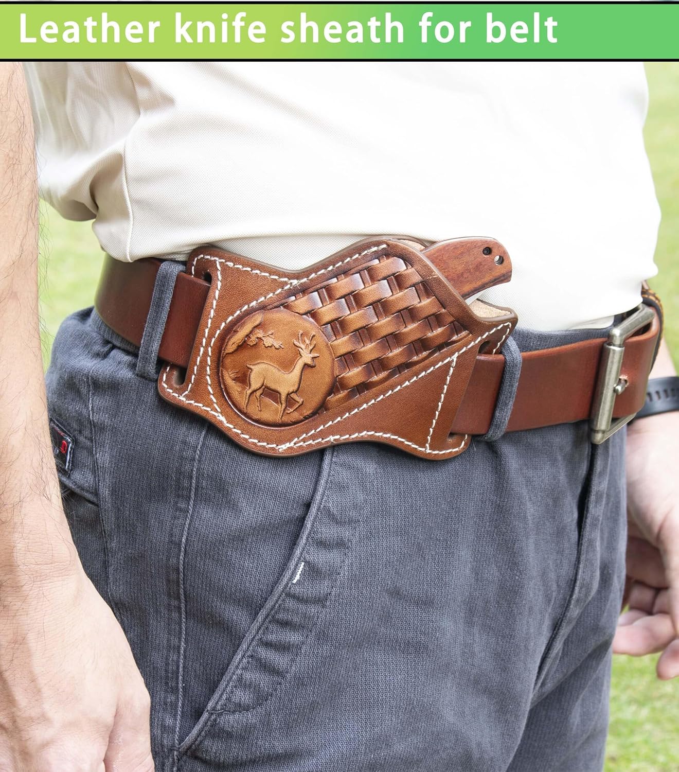 Leather Knife Sheath for Belt,Knife Sheaths fit 4" to 5.5" Closed Folding Knife Pocket Knife Sheath