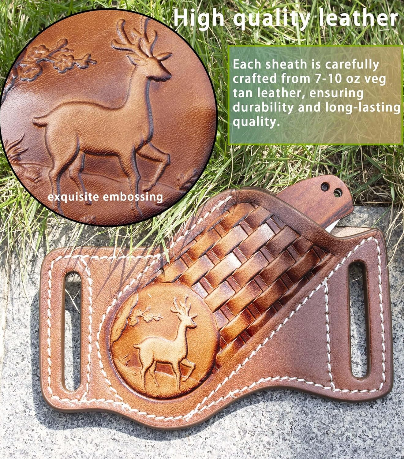 Leather Knife Sheath for Belt,Knife Sheaths fit 4" to 5.5" Closed Folding Knife Pocket Knife Sheath