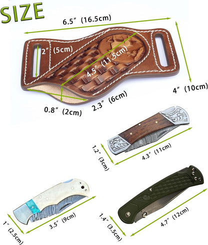 Leather Knife Sheath for Belt,Knife Sheaths fit 4" to 5.5" Closed Folding Knife Pocket Knife Sheath