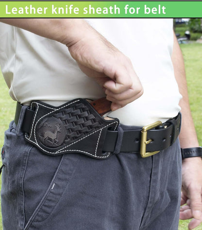 Leather Knife Sheath for Belt,Knife Sheaths fit 4" to 5.5" Closed Folding Knife Pocket Knife Sheath