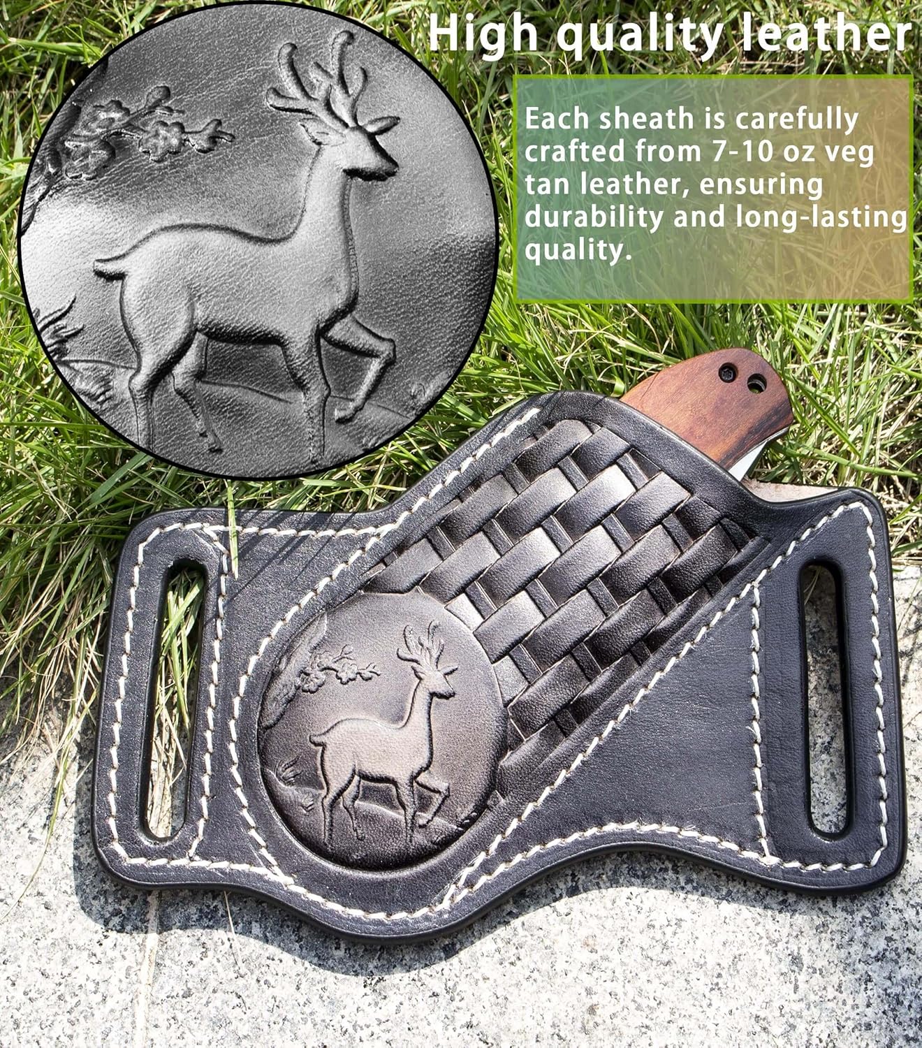 Leather Knife Sheath for Belt,Knife Sheaths fit 4" to 5.5" Closed Folding Knife Pocket Knife Sheath