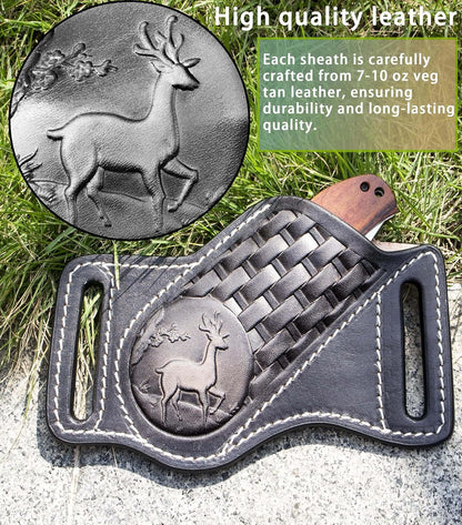 Leather Knife Sheath for Belt,Knife Sheaths fit 4" to 5.5" Closed Folding Knife Pocket Knife Sheath