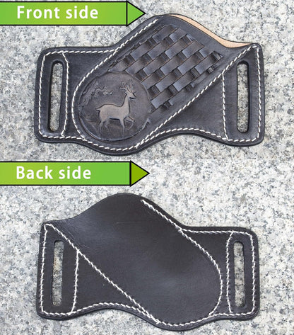 Leather Knife Sheath for Belt,Knife Sheaths fit 4" to 5.5" Closed Folding Knife Pocket Knife Sheath