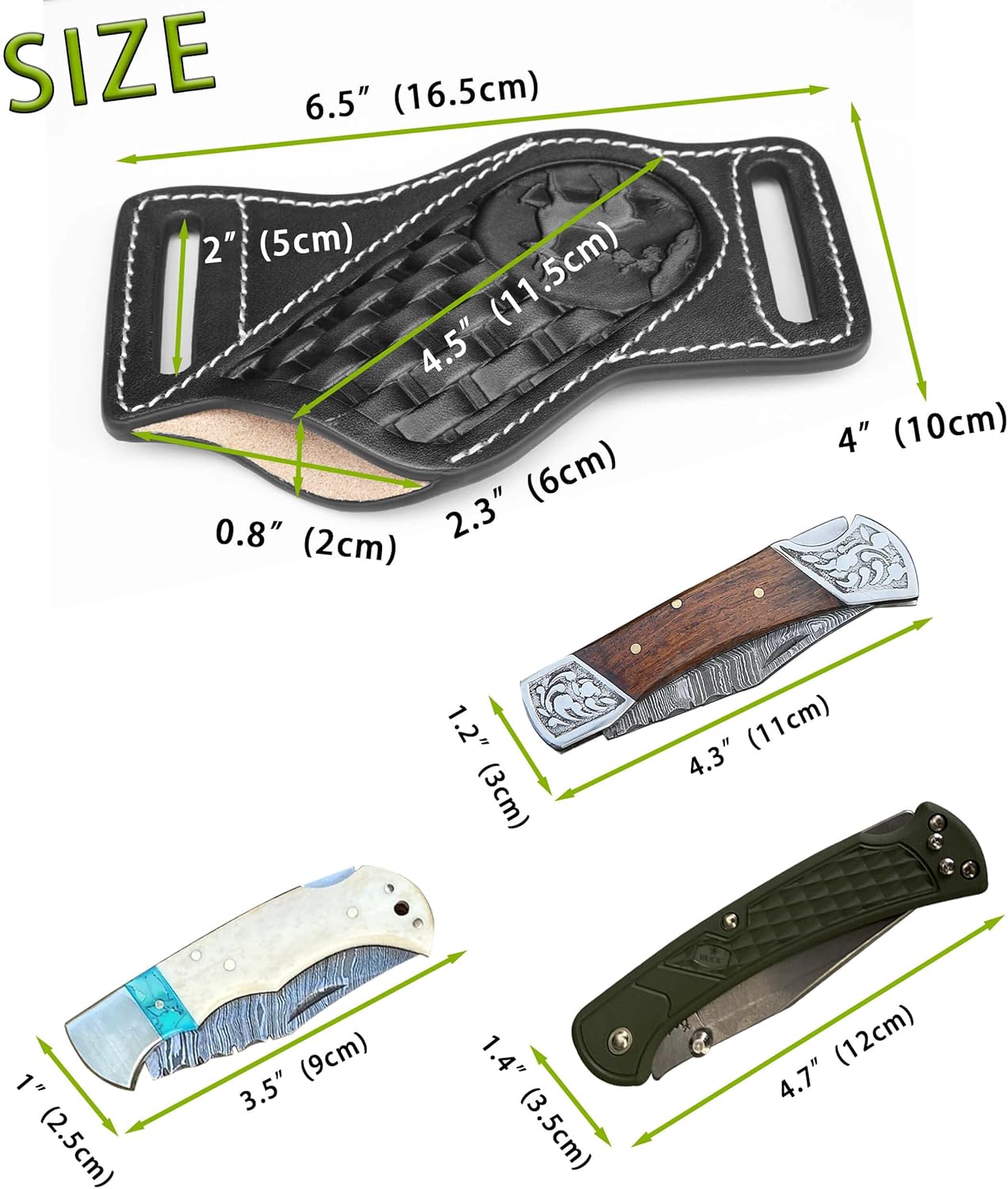 Leather Knife Sheath for Belt,Knife Sheaths fit 4" to 5.5" Closed Folding Knife Pocket Knife Sheath