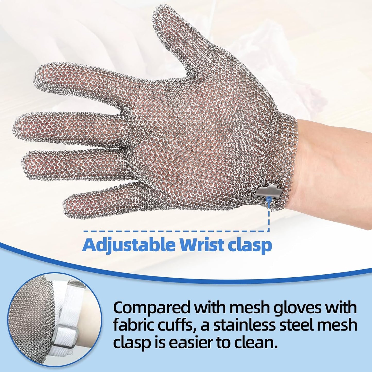 Metal Mesh Gloves (XXS~XL), Anti-cut Gloves, Butcher's Gloves Food Grade Stainless Steel Metal Mesh Gloves