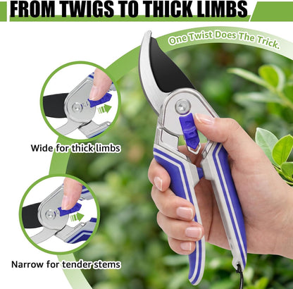 3 Pack Garden Pruning Shears Stainless Steel Blades Handheld Pruners Set with Gardening Gloves