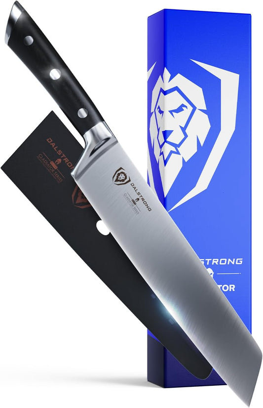 Kiritsuke Chef Knife - 8.5 inch - Gladiator Series Elite - Forged German High Carbon German Steel - Full Tang Kitchen Knife - Black G10 Handle - w/Sheath - Chef's Knife - NSF Certified
