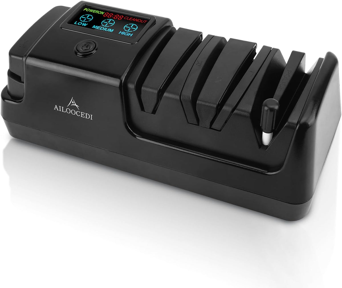 Electric Knife Sharpener with LCD Screen, 3-Stage Speed Adjustable Knife Sharpener for All Kitchen Knives Quick Sharpening (Black)