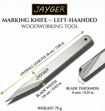 Kiridashi Knife Left Hand 18mm, Left Handed Utility Knife for Marking, Scribing, Carving, Whittling, Woodworking, Hand Forged 12C27 Steel Blade