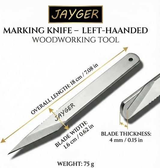 Kiridashi Knife Left Hand 18mm, Left Handed Utility Knife for Marking, Scribing, Carving, Whittling, Woodworking, Hand Forged 12C27 Steel Blade
