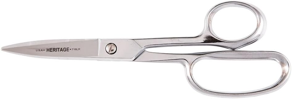 718LR Scissors, Made in USA, Heavy Duty Shear Cuts Fabric, Rubber, Poultry, Light Metal, and More, High-Leverage, Ergonomic Snips, 8-5/8-Inch