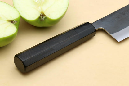 Yoshihiro Kurouchi Black-Forged Blue Steel Stainless Clad Nakiri Japanese Vegetable Knife Ebony Handle (6.5'' (165mm) & No Saya)