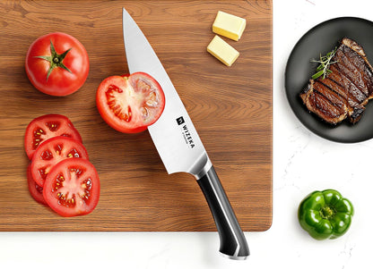 15PCS Kitchen Knife Set with Wooden Block, Razor Sharp, Crown Black | High Carbon Stainless Steel, Professional Performance, Ergonomic Handle, Versatile Daily Kitchen Helper, Ideal Gift Option