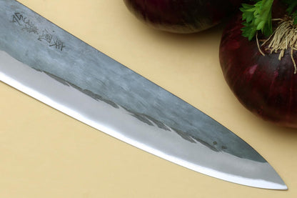 Yoshihiro Kurouchi Black-Forged Blue Steel Stainless Clad Gyuto Chefs Knife Ebony Handle (8.25'' (210mm) & Saya)