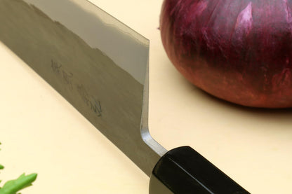 Yoshihiro Kurouchi Black-Forged Blue Steel Stainless Clad Gyuto Chefs Knife Ebony Handle (8.25'' (210mm) & Saya)