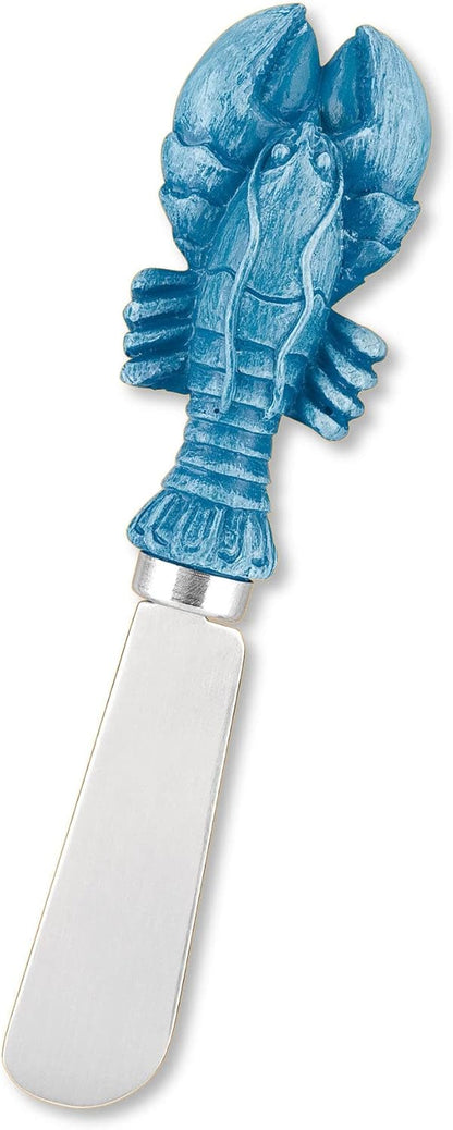 Blue Wash Sea Animals Cheese Spreaders, Hand-Painted Resin Handles with Stainless Steel Blades for Spreading Cream Cheese, Butter, and Jam, Assorted Designs, Set of 4