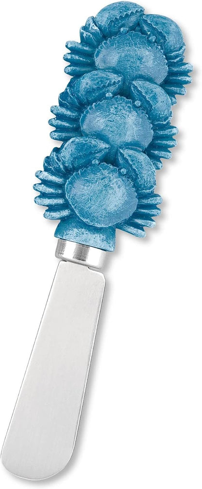Blue Wash Sea Animals Cheese Spreaders, Hand-Painted Resin Handles with Stainless Steel Blades for Spreading Cream Cheese, Butter, and Jam, Assorted Designs, Set of 4