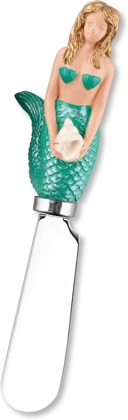 Blue Wash Sea Animals Cheese Spreaders, Hand-Painted Resin Handles with Stainless Steel Blades for Spreading Cream Cheese, Butter, and Jam, Assorted Designs, Set of 4