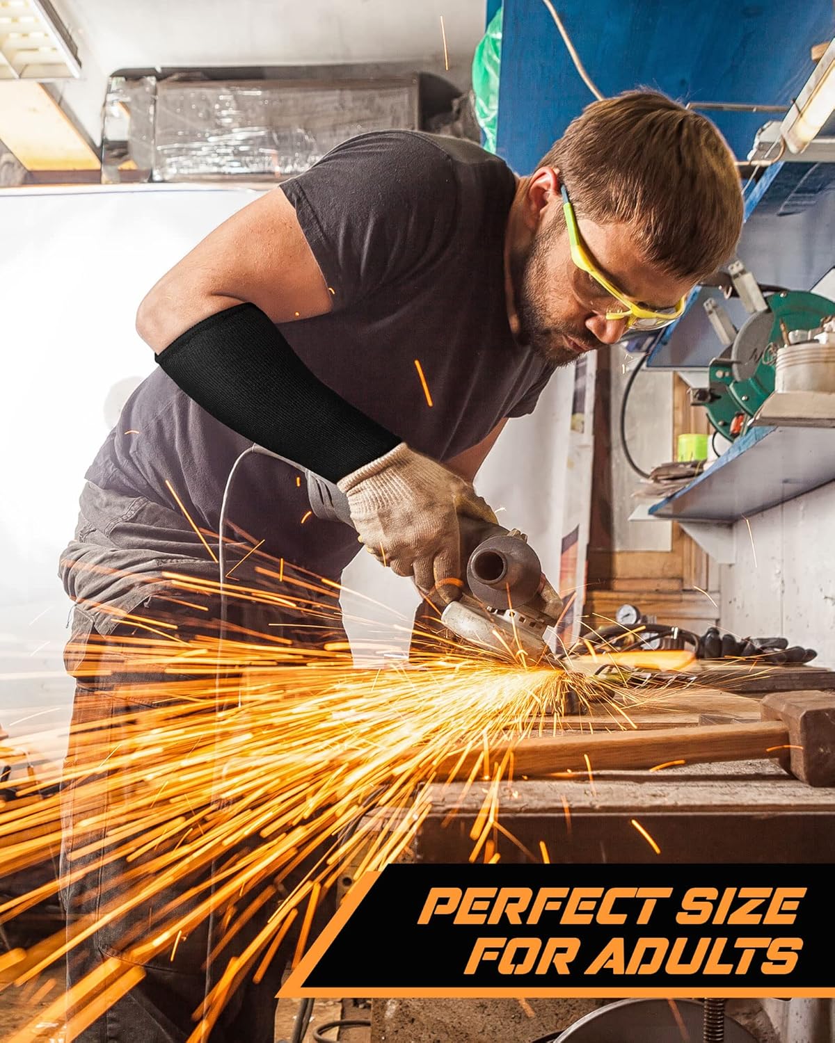 2 Pairs Cut Resistant Sleeve Arm Protection Level 5 Protection Safety Protective Sleeves Arm Protectors for Men Women(9.45 x 4.72 Inches,Black)