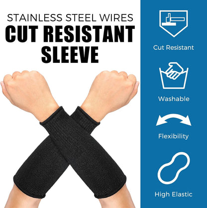 2 Pairs Cut Resistant Sleeve Arm Protection Level 5 Protection Safety Protective Sleeves Arm Protectors for Men Women(9.45 x 4.72 Inches,Black)
