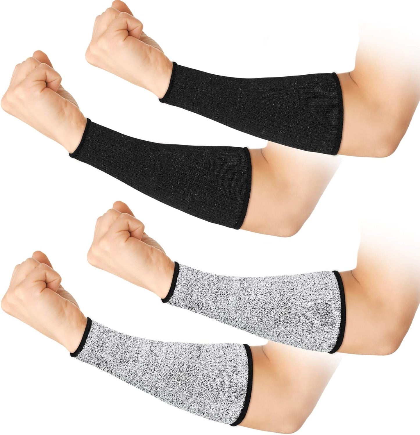 2 Pairs Cut Resistant Sleeve Arm Protection Level 5 Protection Safety Protective Sleeves Arm Protectors for Men Women(9.45 x 4.72 Inches,Black)