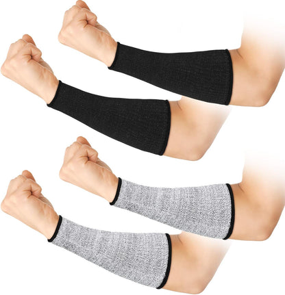 2 Pairs Cut Resistant Sleeve Arm Protection Level 5 Protection Safety Protective Sleeves Arm Protectors for Men Women(9.45 x 4.72 Inches,Black)