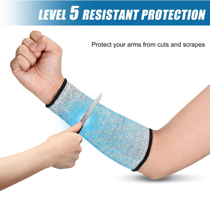 2 Pairs Cut Resistant Sleeve Arm Protection Level 5 Protection Safety Protective Sleeves Arm Protectors for Men Women(9.45 x 4.72 Inches,Black)