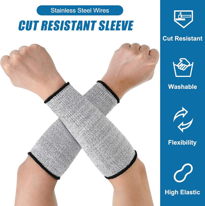 2 Pairs Cut Resistant Sleeve Arm Protection Level 5 Protection Safety Protective Sleeves Arm Protectors for Men Women(9.45 x 4.72 Inches,Black)