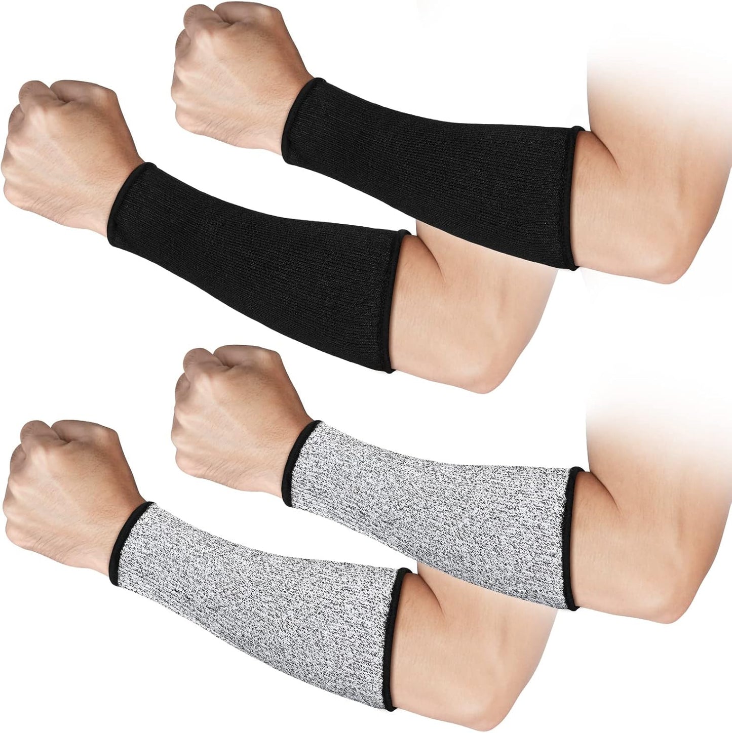 2 Pairs Cut Resistant Sleeve Arm Protection Level 5 Protection Safety Protective Sleeves Arm Protectors for Men Women(9.45 x 4.72 Inches,Black)