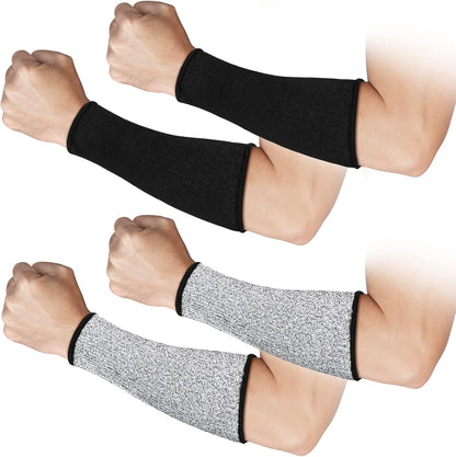 2 Pairs Cut Resistant Sleeve Arm Protection Level 5 Protection Safety Protective Sleeves Arm Protectors for Men Women(9.45 x 4.72 Inches,Black)