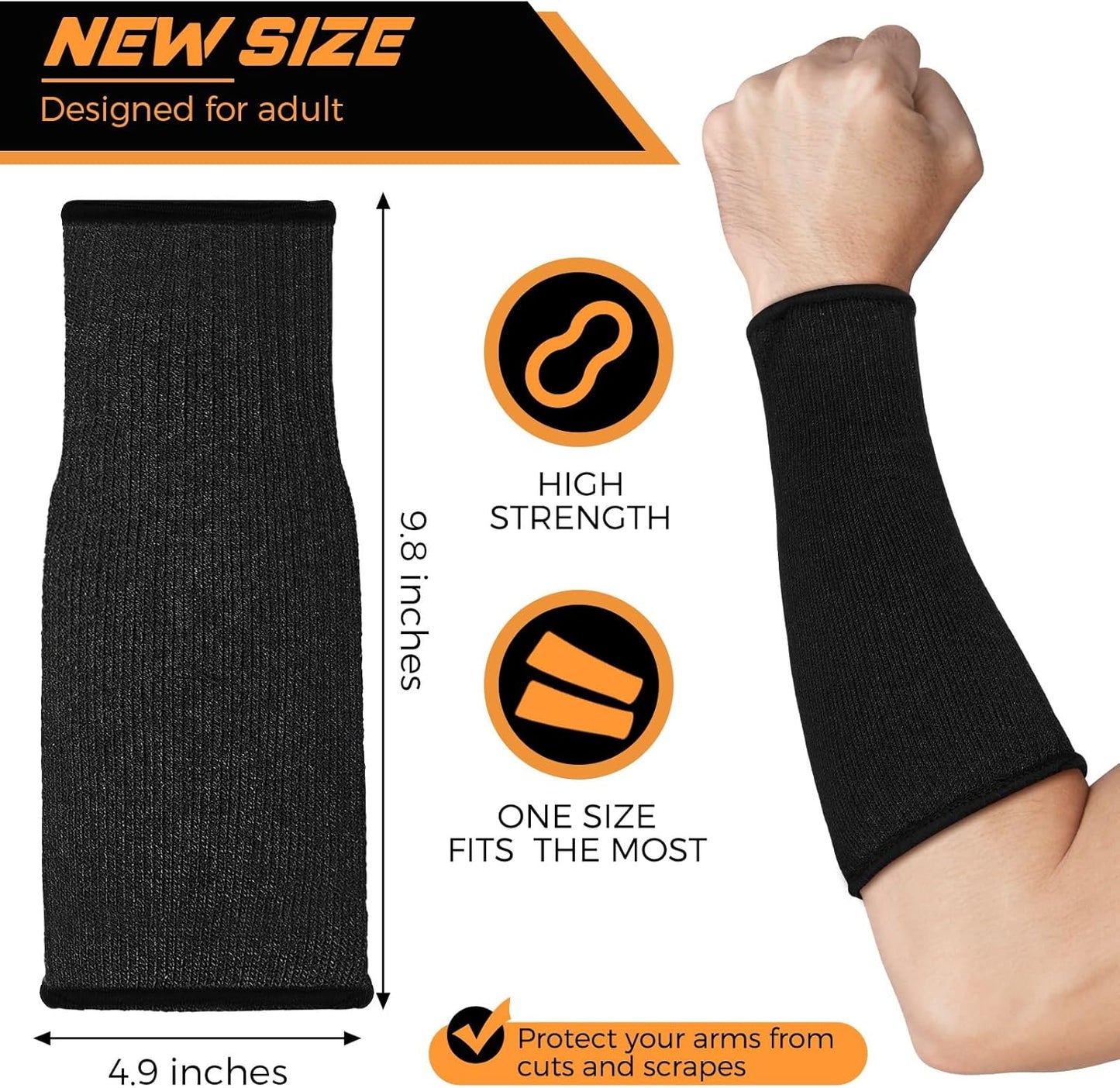 2 Pairs Cut Resistant Sleeve Arm Protection Level 5 Protection Safety Protective Sleeves Arm Protectors for Men Women(9.45 x 4.72 Inches,Black)