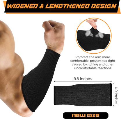 2 Pairs Cut Resistant Sleeve Arm Protection Level 5 Protection Safety Protective Sleeves Arm Protectors for Men Women(9.45 x 4.72 Inches,Black)
