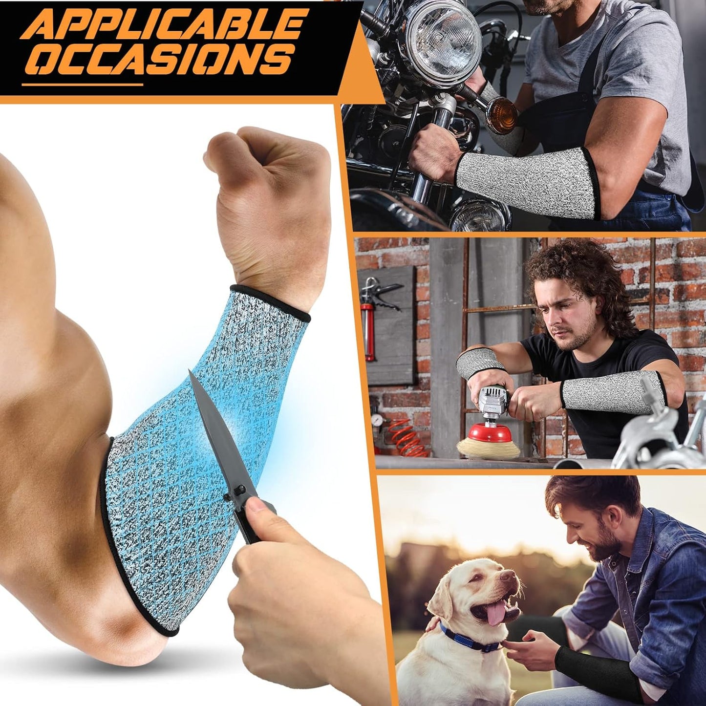 2 Pairs Cut Resistant Sleeve Arm Protection Level 5 Protection Safety Protective Sleeves Arm Protectors for Men Women(9.45 x 4.72 Inches,Black)