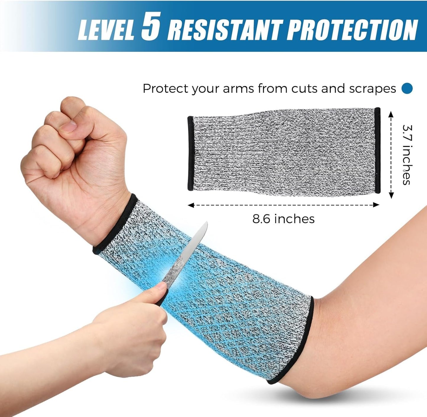 2 Pairs Cut Resistant Sleeve Arm Protection Level 5 Protection Safety Protective Sleeves Arm Protectors for Men Women(9.45 x 4.72 Inches,Black)