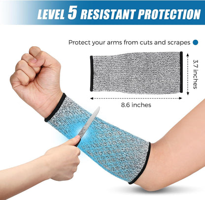 2 Pairs Cut Resistant Sleeve Arm Protection Level 5 Protection Safety Protective Sleeves Arm Protectors for Men Women(9.45 x 4.72 Inches,Black)