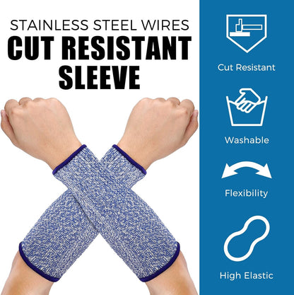 2 Pairs Cut Resistant Sleeve Arm Protection Level 5 Protection Safety Protective Sleeves Arm Protectors for Men Women(9.45 x 4.72 Inches,Black)