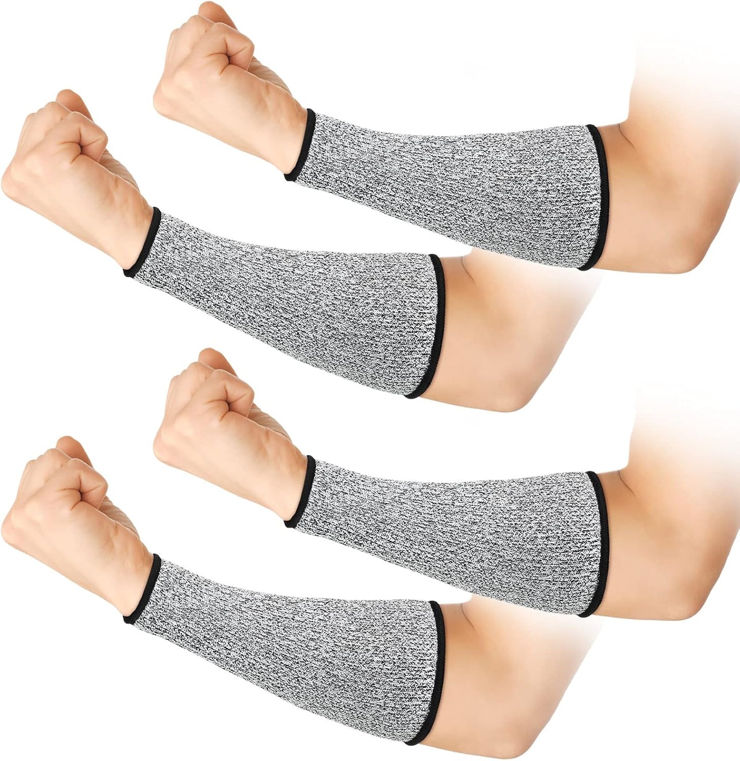 2 Pairs Cut Resistant Sleeve Arm Protection Level 5 Protection Safety Protective Sleeves Arm Protectors for Men Women(9.45 x 4.72 Inches,Black)