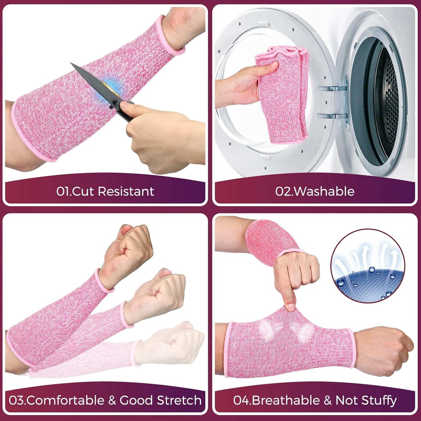 2 Pairs Cut Resistant Sleeve Arm Protection Level 5 Protection Safety Protective Sleeves Arm Protectors for Men Women(9.45 x 4.72 Inches,Black)