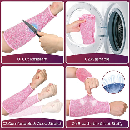 2 Pairs Cut Resistant Sleeve Arm Protection Level 5 Protection Safety Protective Sleeves Arm Protectors for Men Women(9.45 x 4.72 Inches,Black)