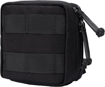 Small MED Kits Holder Duty Belt Gloves Pouch MOLLE Tactical Vest Nasal Spray Case Compact IFAK Carrier Backpack Wallet Cards Knife Gadgets Mini EDC Organizer Bag w/Removeable Clear ID Pocket