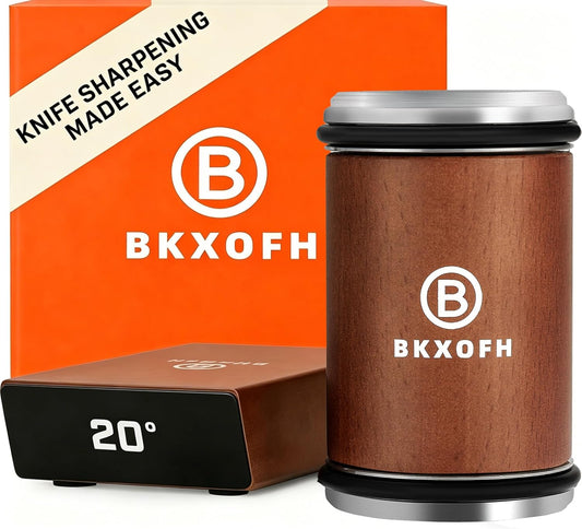 Rolling Knife Sharpener Kit, Knife Sharpening Kit, Kitchen Knives Sharpener Roller with Diamond and Ceramic for Steel of Chef Blade, Knives Sharpening Tool with 15 & 20 Degree Magnetic Angle, Walnut