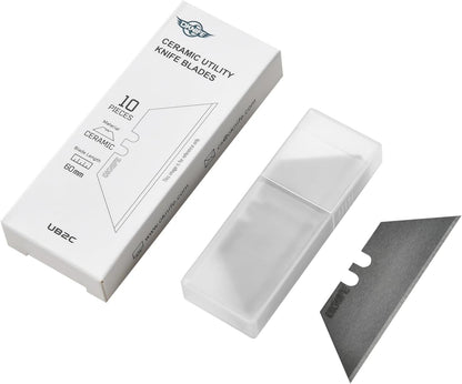 Ceramic Utility Knife Blades 10-Pack for U1, U1 Pro & U1 Ultra | Ceramic Utility Knife Blades, Zirconium Oxide with Flat Brushed Finish, fits Most Standard Utility Knives (Black)