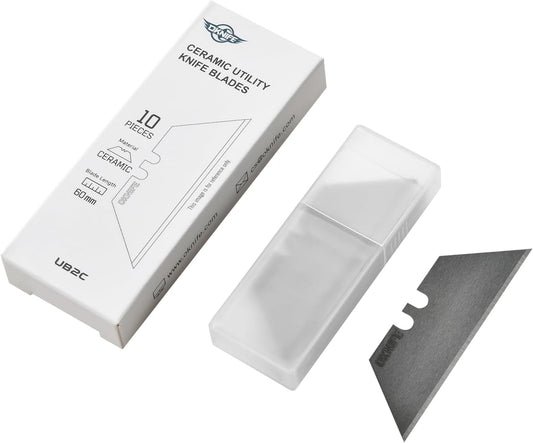 Ceramic Utility Knife Blades 10-Pack for U1, U1 Pro & U1 Ultra | Ceramic Utility Knife Blades, Zirconium Oxide with Flat Brushed Finish, fits Most Standard Utility Knives (Black)